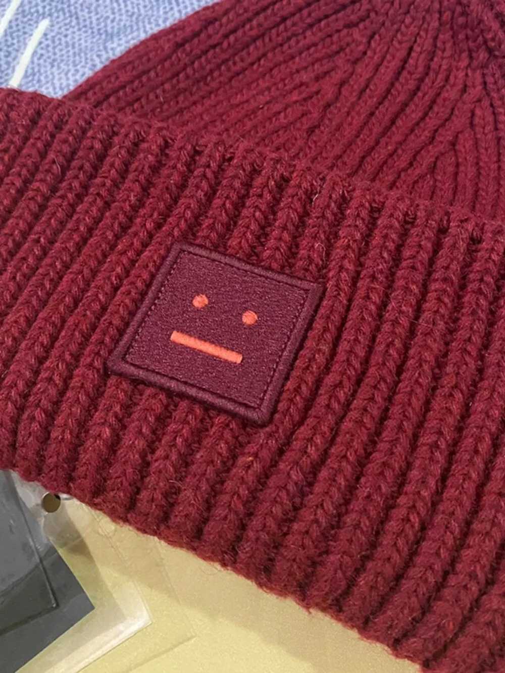Acne Studios Burgundy Unisex Knit Hat - Picture 2 of 7